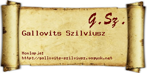 Gallovits Szilviusz névjegykártya